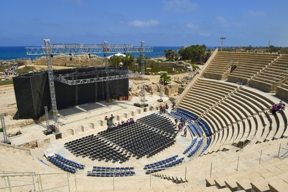 Israel, Haifa District, Caesarea (Caesarea Maritima), ruins of Caesarea, the roman theatre from Herod the Great