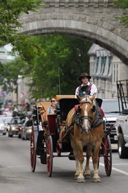 Canada, province de Québec, ville de Québec, Vieux-Québec classé Patrimoine Mondial de l'UNESCO, calèche dans la Haute-Ville
