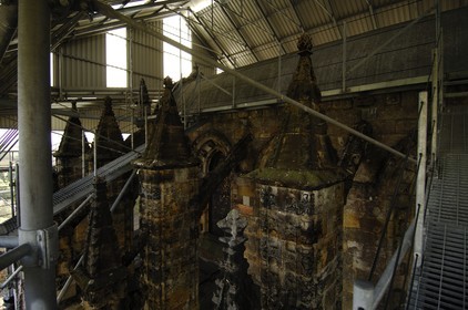 Royaume-Uni, Ecosse, Midlothian, Roslin, la Chapelle Rosslyn était recouverte d'un toit en tôle ondulée pendant des années