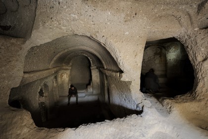 Turquie, Anatolie Centrale, province de Kayseri, Cappadoce classée Patrimoine Mondial de l'UNESCO, vallée de Soganli, église de la Tête Noire (Karabas Kilise) troglodytique