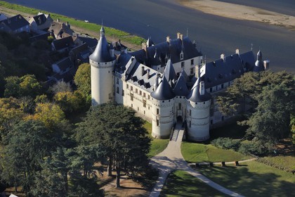 France, Loir et Cher, Loire Valley, listed as World Heritage by UNESCO, Chaumont sur Loire, the castle (aerial view)