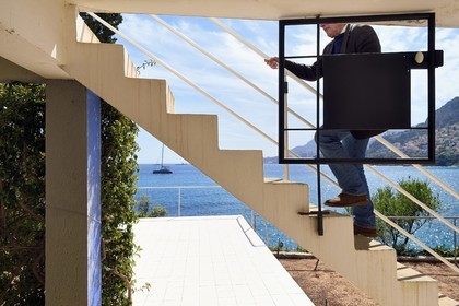 France, Alpes Maritimes, Roquebrune Cap Martin, Cap Martin, Sentier de la Buse, Villa Eileen Gray E1027 designed by architect and designer Eileen Gray for the architect Jean Badovici