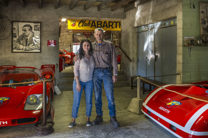 France, Cote d'Or, Côte de Beaune, Savigny-les-Beaune, the castle with museums and collections of fighter planes, Abarth racing cars, motorcycles, straddle tractors, models, fire trucks, Christophe Pont and his daughter Marie who manage the estate and the museums