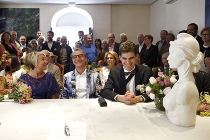 France, Corse du Sud, Cargese, wedding at the town hall also called Casa Cumuna