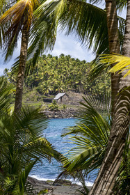 France, Guyane, Kourou, Iles du Salut, l'Ile du Diable vue depuis l'Ile Royale, la case a servi de bagne à Alfred Dreyfus du 13 avril 1895 au 9 juin 1899