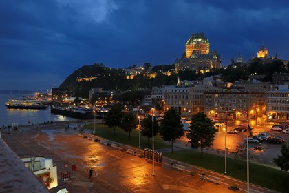 Canada, Quebec Province, Quebec City, Old Town listed as World Heritage by UNESCO, Chateau Frontenac seen from the harbour over Saint Lawrence River