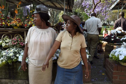 Zimbabwe, Harare, florists on the African Unity Square (formerly Cecil Square)