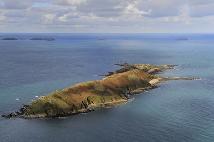 France, Cotes-d'Armor, Perros-Guirec, Tome island (aerial view)