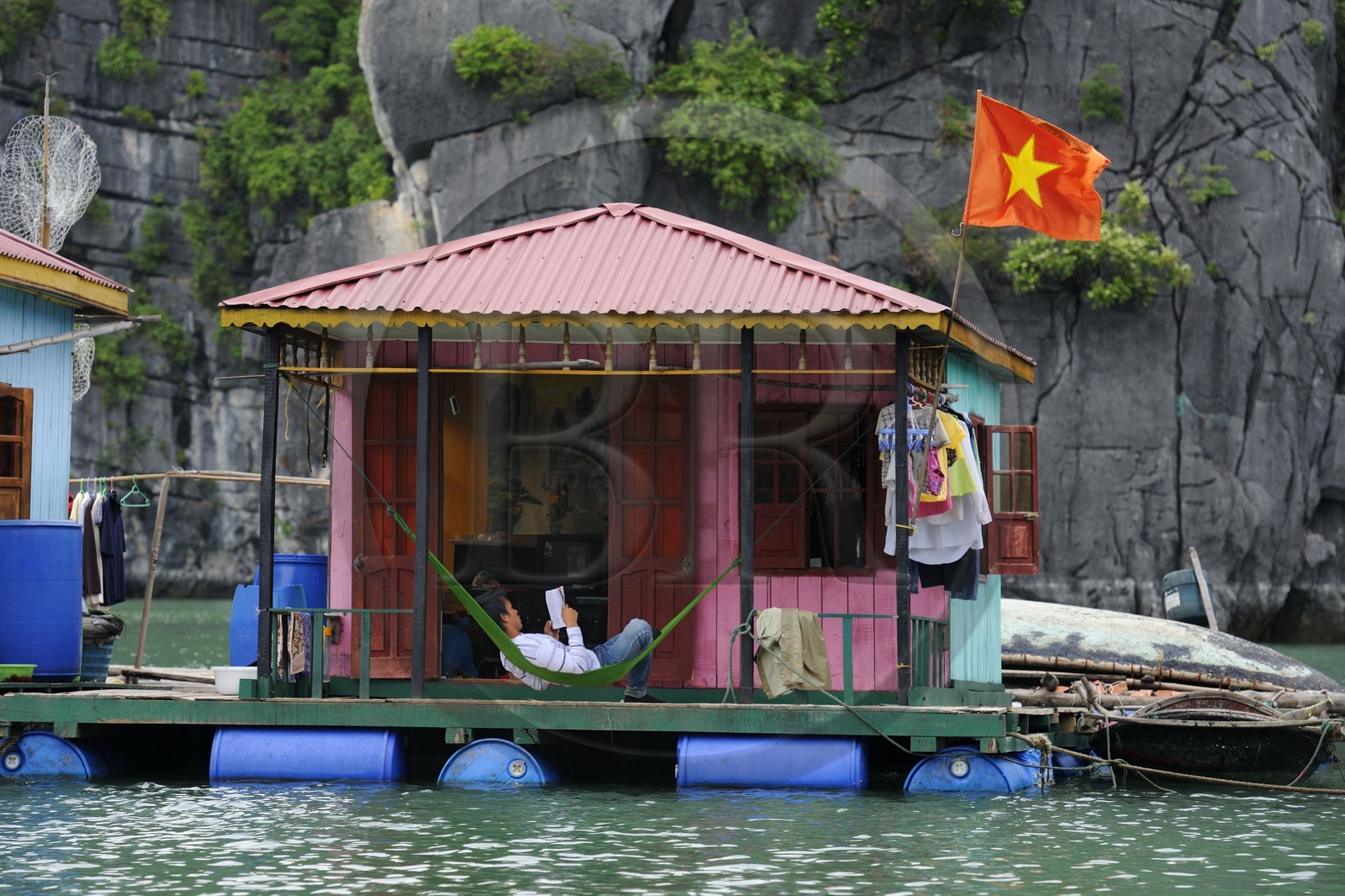 Vietnam, province de Quang Ninh, la Baie d'Halong classée Patrimoine Mondial de l'UNESCO, village flottant de pêcheurs de Vong Vieng