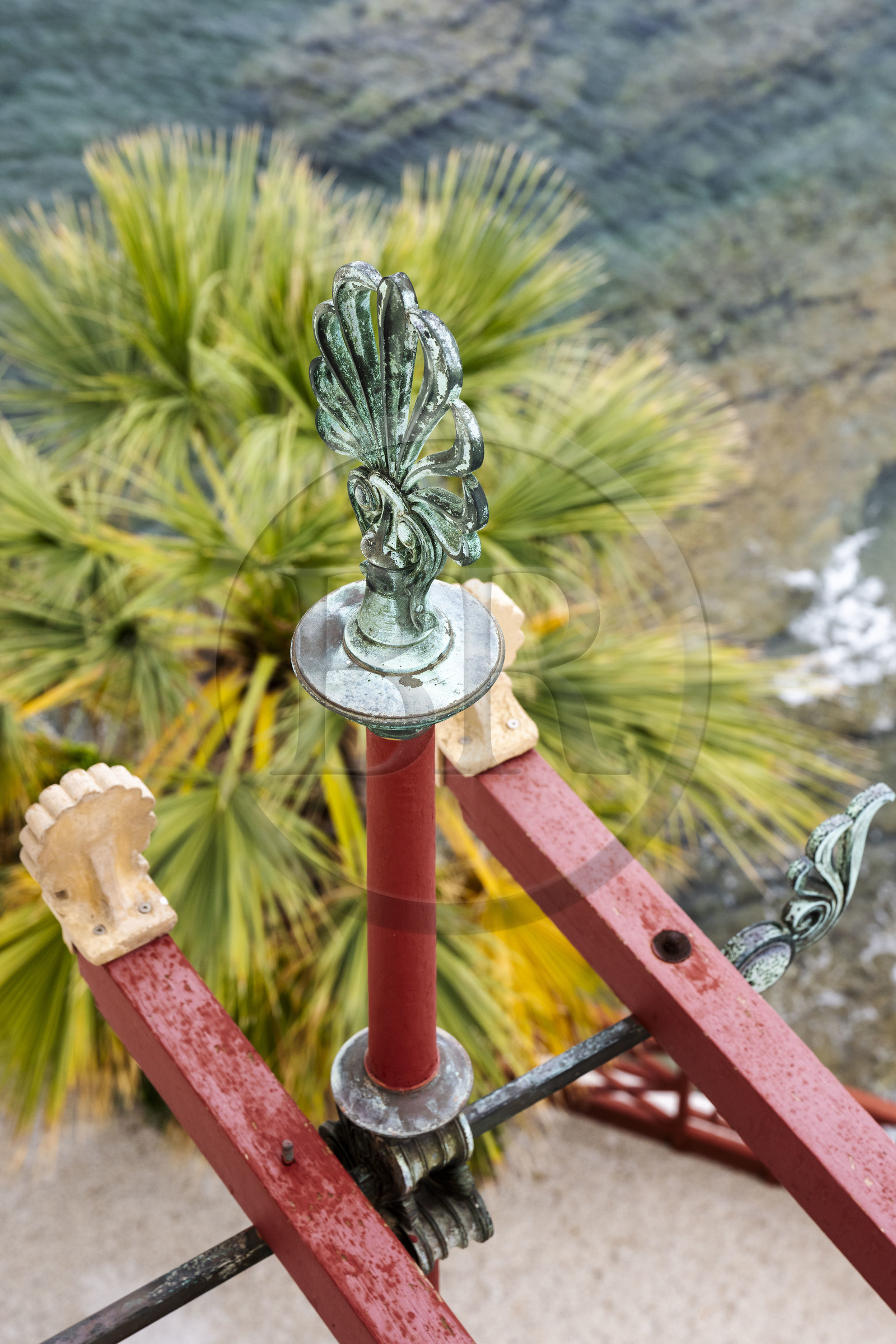 France, Alpes-Maritimes, Beaulieu-sur-Mer, neo-Greek style villa Kerylos build in 1908 by architect Emmanuel Pontremoli, detail of the decoration of the balconies