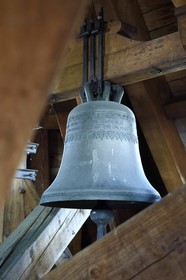France, Bas Rhin, Strasbourg, old town listed as World Heritage by UNESCO, Notre Dame Cathedral, under the roof of the Klotz tower are the six bells that ring the weekly masses but also the baptisms, marriages and deaths of the parishioners