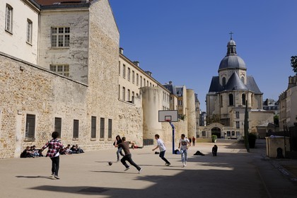 France, Paris, Philippe Auguste's surrounding wall rue des jardins Saint-Paul (street) and Saint-Paul-Saint-Louis Church