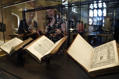 France, Bas Rhin, Selestat, the Humanist Library refitted by architect Rudy Ricciotti, coming at the beginning from the personal library of Beatus Rhenanus (1485-1547)