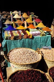 Egypt, Aswan, the large choice of various spices sold in the souk