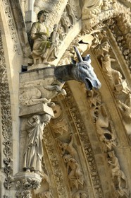 France, Marne, Reims, Notre-Dame de Reims cathedral, listed as World Heritage by UNESCO, western facade, lead and zinc (19th century) gargoyle
