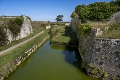 France, Charente Maritime, Oleron island, le Chateau-d'Oleron, moats that a system of locks allows to supply sea water