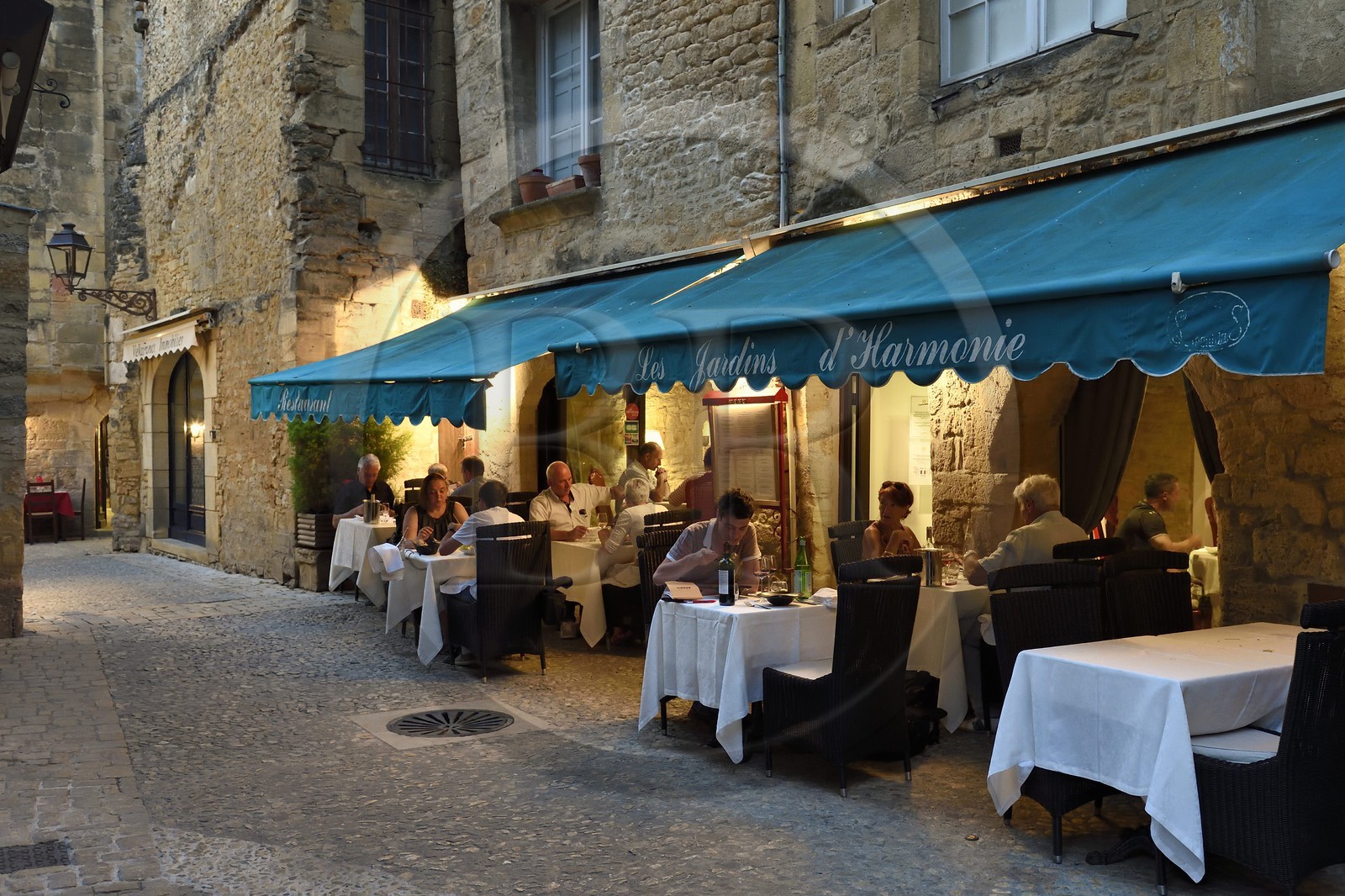 France, Dordogne (24), Périgord Noir, vallée de la Dordogne, Sarlat-la-Canéda, passage Henri de Ségogne, restaurant Les Jardins d'Harmonie