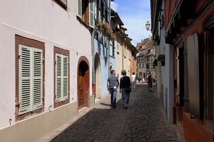 France, Haut-Rhin (68), Colmar, quartier de la Krutenau, anciennes maison de pêcheurs colorées rue de la Poissonnerie