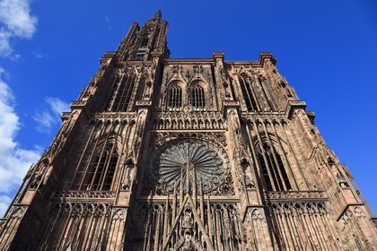 France, Bas Rhin, Strasbourg, old town listed as World Heritage by UNESCO, Notre Dame Cathedral, the western facade with the big Rose Window
