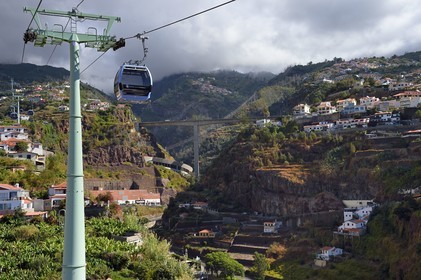 Portugal, Madeira Island, Funchal, the cable car that connects the historic district in the lower town to the tropical garden in the heights