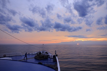 Canada, Quebec Province, Gaspesie, sunset over St Lawrence River seen from Princess Danae Cruise ship
