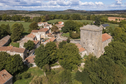 France, Aveyron, Grands Causses regional natural park, Tower of Viala-du-Pas-de-Jaux, fortified attic tower of the Hospitallers of the Order of Saint John of Jerusalem built around 1430 on land that belonged to the Templars