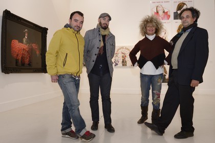 Espagne, Andalousie, Malaga, quartier Soho, centre d’art contemporain (CAC Malaga), quatre artistes de la scène locale de gauche à droite Javier Calleja, José Luis Puche, Owanto et Rafael Alvarado