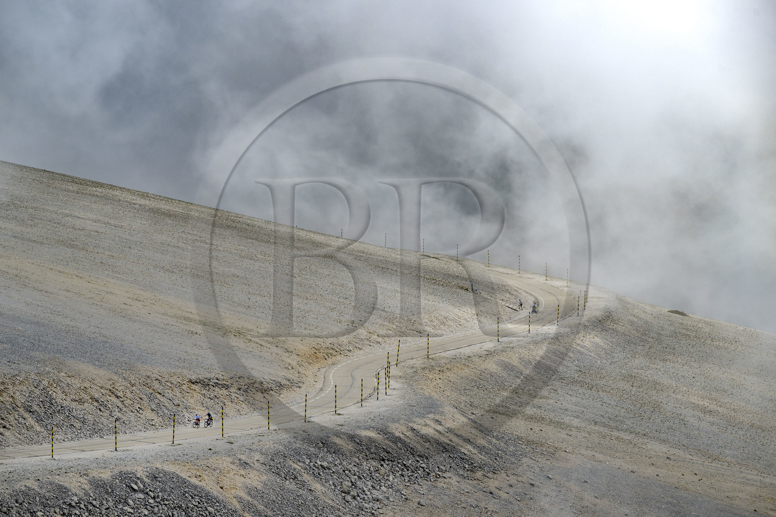 France, Vaucluse, Parc Naturel Regional du Mont Ventoux, Bedoin, bike ascent of Mont Ventoux by the D974 road on the southern slope towards the summit