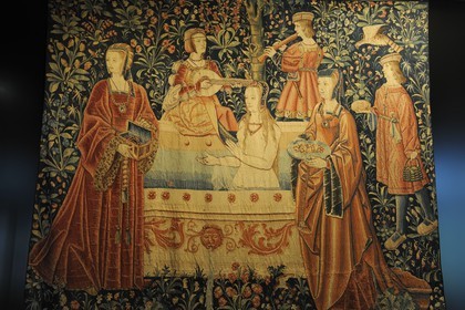 France, Paris, Musee du Moyen-Age (Middle Ages Museum), the former Hotel de Cluny,  tapestry  the bath  of the beginning of 16th century