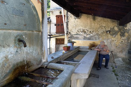 France, Alpes-Maritimes, Roya Valley (Nice hinterland), at the foot of the Mercantour National Park, Tende, the place des chatelains washhouse