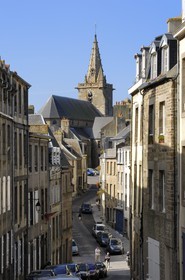 France, Manche, Cotentin, Granville, the Haute Ville (Upper town), Notre Dame de Cap Lihou Church and Notre-Dame street