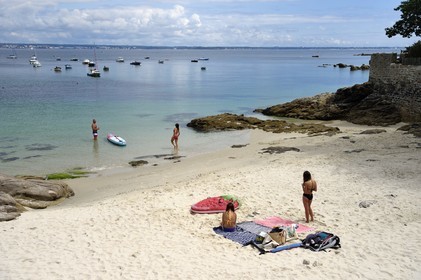 France, Finistere (29), Fouesnant, the east coastline of the Pointe de Beg Meil, so called Birds beach