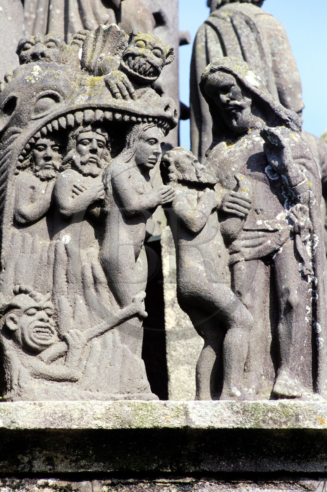 France, Finistère (29), Plougonven, Scène de la vie du Christ sur le calvaire de Plougonven (1554)