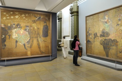 France, Paris (75), le musée d'Orsay, Panneau pour la baraque de la Goulue, à la Foire du Trône à Paris, La Goulue et Valentin le Désossé 1895 de Henri de Toulouse-Lautrec