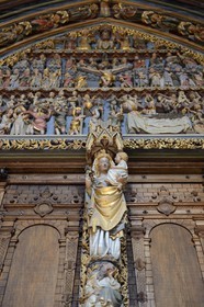 Allemagne, Bade-Wurtemberg, Fribourg en Brisgau, le portail de la cathédrale (Munster), Vierge à l'enfant