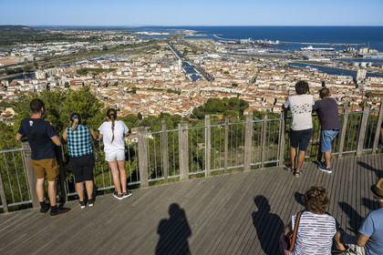 France, Herault, Sète, panoramic view of Sète with its port facilities from Mont Saint-Clair