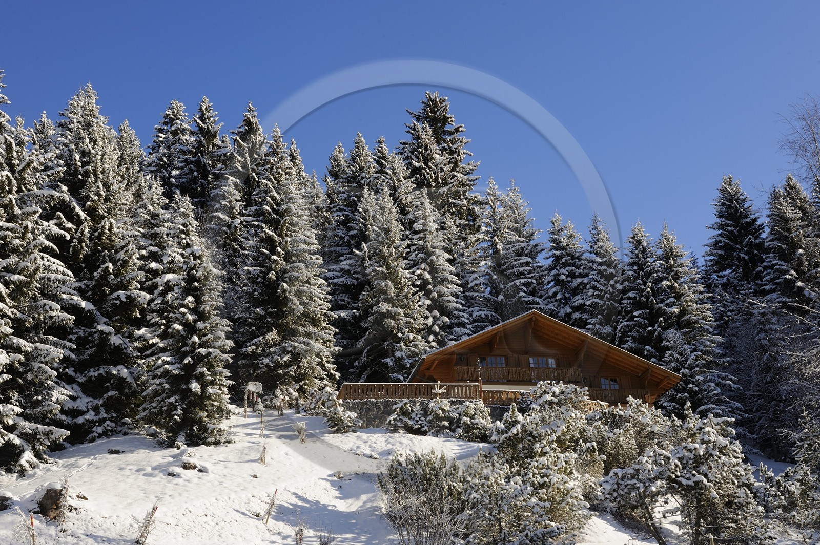 Suisse, Canton de Vaud, Villars sur Ollon, chalet sous la neige