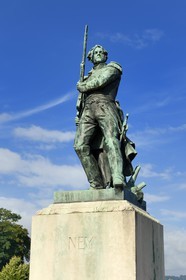 France, Moselle, Metz, statue of Marshal Ney faithful of the Emperor Napoleon 1st and born in Lorraine at the entrance of the Esplanade Gardens