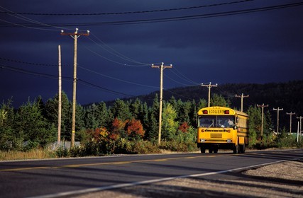 Canada, Quebec Province, Manicouagan Region, Tadoussac, school bus