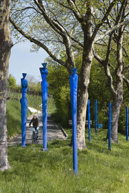 Germany, Bade-Wurtemberg, Weil am Rhein near Basel, the approximately five kilometer long Rehberger-Weg by artist Tobias Rehberger connects two countries, two municipalities and two museums between the Fondation Beyeler and the Vitra Campus