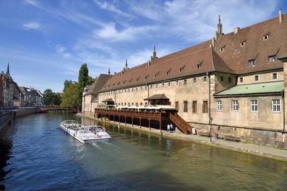France, Bas Rhin, Strasbourg, old town listed as World Heritage by UNESCO, the Ancienne Douane (Former Customs) on the banks of the Ill river