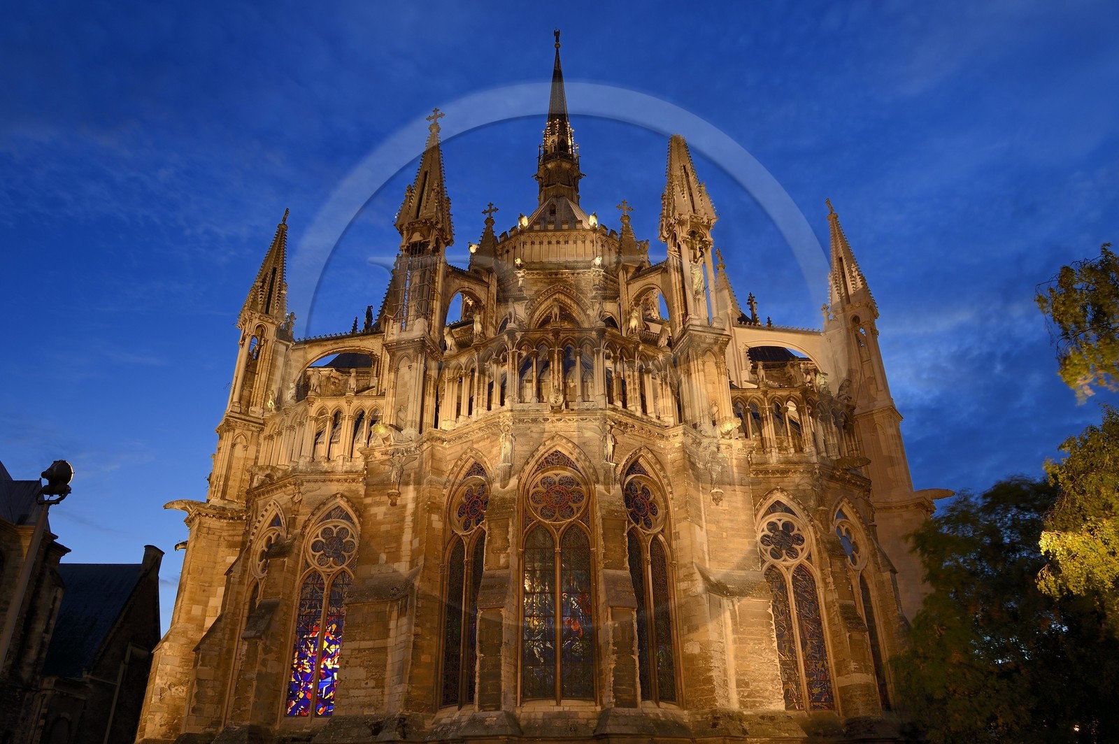 France, Marne (51), Reims, la cathédrale Notre-Dame de Reims, classée Patrimoine Mondial de l'UNESCO, vue extérieure du chevet