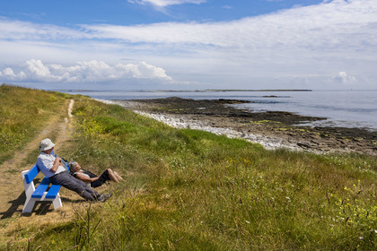 France, Finistère, Iroise Sea, Molene Island, archaeological site of Beg ar Loued housing the remains of a house built 2000 BC