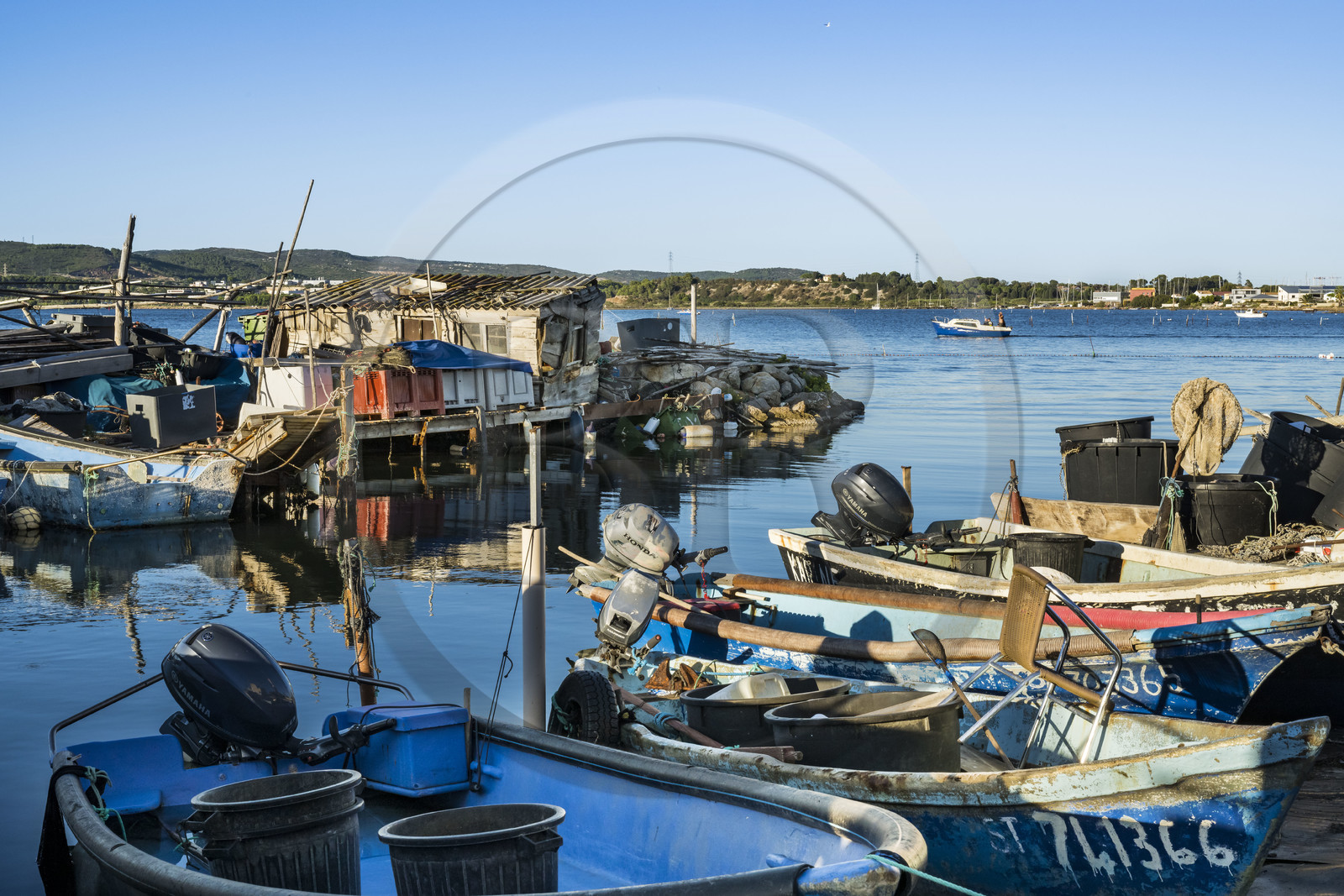 France, Hérault (34), Sète, quartier de la Pointe Courte, le petit port du quartier de pecheurs sur les rives de l'étang de Thau