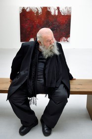 France, Paris, Galerie RX, Hermann Nitsch, Hermann Nitsch, contemporary Austrian artist, co-founder of the Wiener Aktionismus movement (Viennese Actionism)