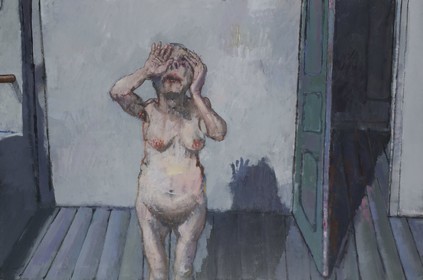 France, Seine-Saint-Denis (93), atelier de Bagnolet en novembre 2003, painture de Jean Rustin