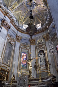 France, Haute-Corse (2B), l'église baroque Saint-Jean-Baptiste, rare bas-relief représentant la circoncision du Christ