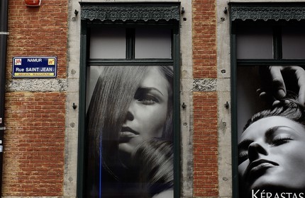 Belgium, Wallonia, province of Namur, Fashionable hairdressing salon