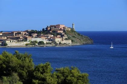 Italy, Tuscany, Elba Island, the Fort Stella and the lighthouse Portoferraio