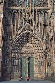 France, Bas Rhin, Strasbourg, old town listed as World Heritage by UNESCO, Notre Dame Cathedral, the western facade, the central portal called of the Virgin and the Prophets